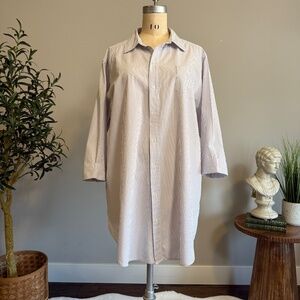 Lauren Ralph Lauren Womens XL Shirt Oversized Stripe Cotton Coastal Button Down